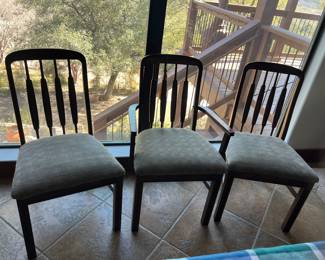 $290~ SET OF THREE SCANDINAVIAN OAK MID CENTURY MODERN 1970'S CHAIRS BY KELLER 