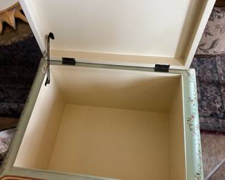 $225~ CONTEMPORARY HAND PAINTED WOODEN TREASURE BOX WITH CAMEL MOTIF ON METAL BASE 