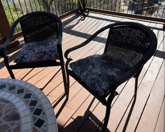 $145~ PAIR OF CONTEMPORARY METAL GARDEN CHAIRS 