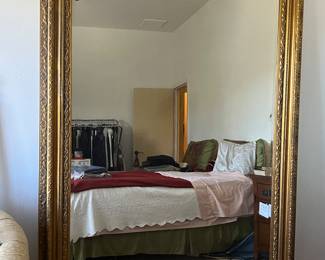 $725 ~ OBO~ LARGE GOLD BEVELED MIRROR WITH WOODEN FRAME ~ 60"WIDE X 83" HT 