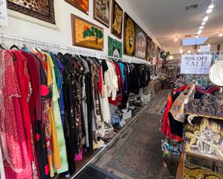 Racks of vintage clothing