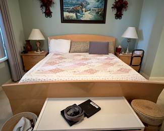 This set includes king sized bed with mattress, 2 nightstands, dresser with mirror. $650