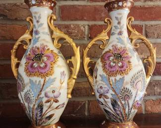 Pair of French Floral Vases