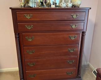 Willette Cherry Chest and Porcelain Items