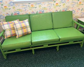 Green Rattan Sofa