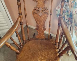 Antique Oak Rocker with North Wind Face