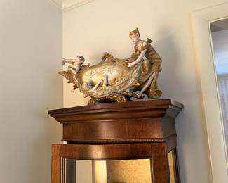 Art Nouveau Style Porcelain Figurine of Lady, Ship, Boy and Cherub 