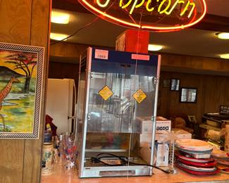 Neon Sign and Popcorn Machine 