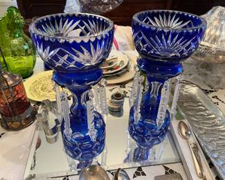 Pair of Blue Mantle Lusters 