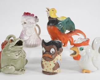 57: 5PC German Animal & Figural Porcelain Creamers