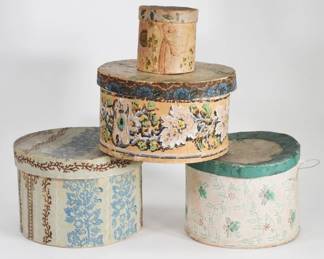 30: 4PC 19C American Wallpaper Bandboxes