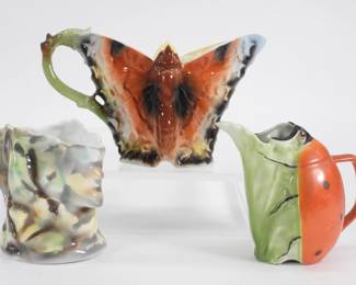 52: 3PC Royal Bayreuth Figural Porcelain Creamers