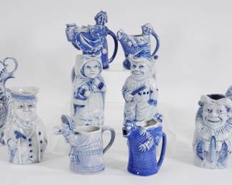 77: 10PC Blue & White German Porcelain Creamers