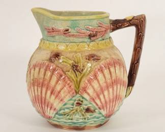 41:  Aft. Wardle & Co Shell & Seaweed Majolica Pitcher