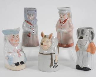 74: 5PC Schafer & Vater German Figural Creamers