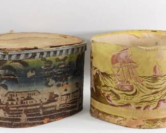 38: 2PC 19C American Wallpaper Bandboxes