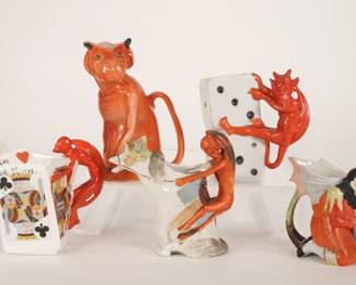 46: 5PC Schafer Vater & Royal Bayreuth Devil Creamers