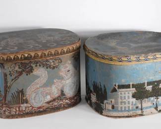 34: 2PC 19C American Squirrel Wallpaper Bandboxes