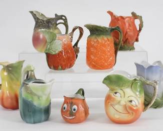 72: 9PC Bayreuth Type German Porcelain Creamers