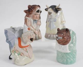 60: 4PC Schafer & Vater Figural Animal Creamers