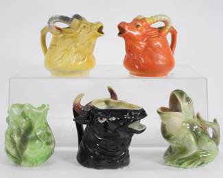 81:5PC Mitchell Woodbury Figural Animal Creamers
