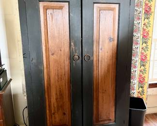 Media armoire with fold out desks