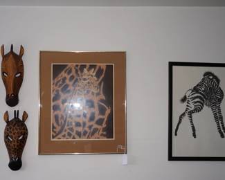 Batiks, Ink and carved masks from Africa