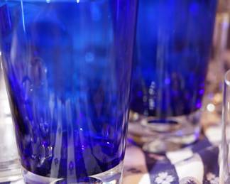 Block Stockholm cobalt glasses bubble stem.