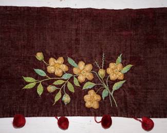 antique velvet with needlework valance.