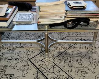 Glass top aluminum finish base coffee andvend tables