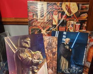 Star Wars, Coca Cola Puzzles Displayed on Board