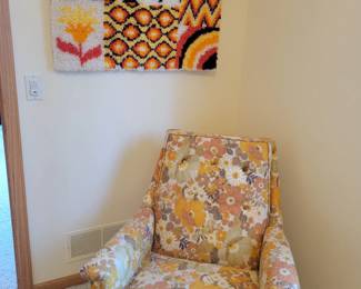 Groovy retro Armchair and Wall Hanging.