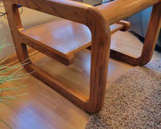Mid Century Oak Side Table with Smoked Glass by Lou Hughes.