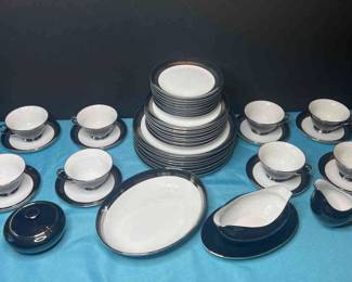 Black, white, silver China Set