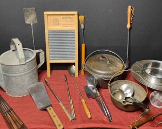 Dutch Oven, Washboard, Galvanized Can