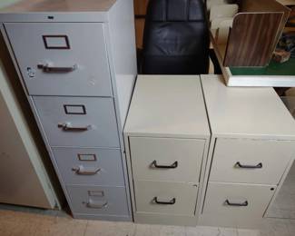 Filing cabinets and office chairs