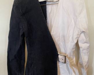 Contempo Casuals Black/White Color Block Jacket with Belted Front