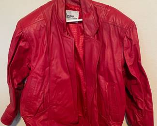1980's Red Leather Bomber Jacket