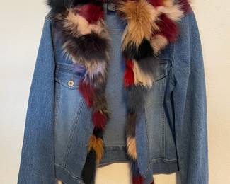Colorful Fox Fur Denim Jacket