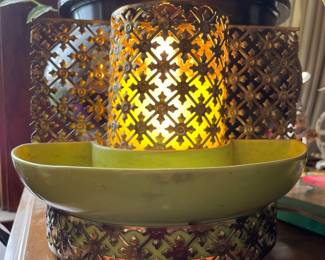 Mid Century TV Lamp/Metal Mesh Planter