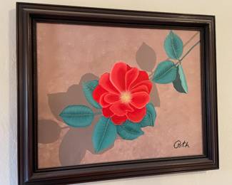 Framed Painting of Rose by Poth