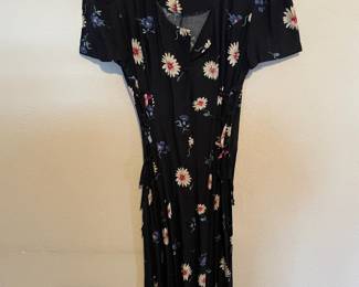 1990's Maggie Lawrence Black/Multicolored FLoral Dress
