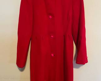 1980's Ilie Wacs Red Wool Trench Coat