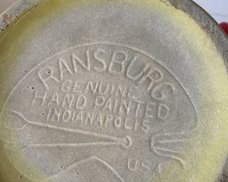 Ransburg Pottery Yellow with Hand Painted Aster Flowers Tall Cookie Jar 