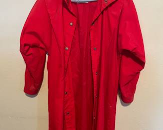 1980's Brass Plum Red Trench Coat