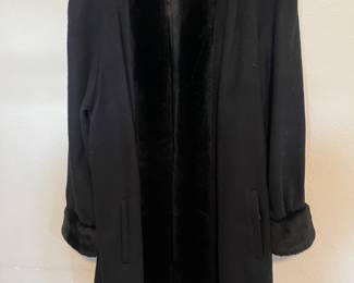 1980's Alorna Black Wool Overcoat
