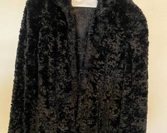 Faux Black Lamb Fur Coat