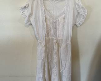 White Sheer Short Sleeve Dress with Embroidered Top