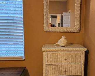Wicker Chest and Mirror