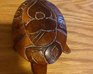 Wood Carved Turtle Sculpture